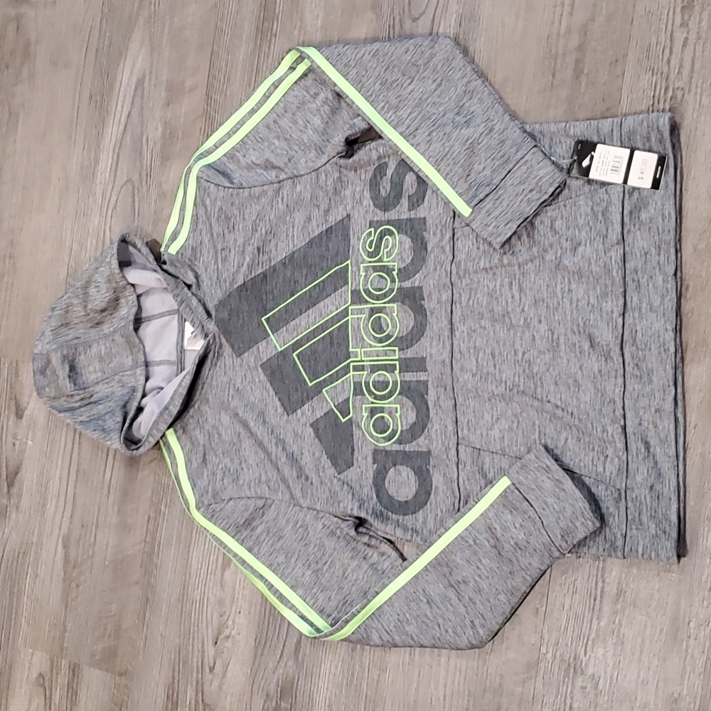 Adidas Charcoal Grey Hooded Sweatshirt Size XL 18/20 AA6667 AH23 JC